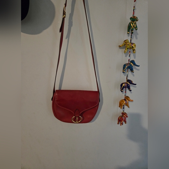 Dior Red and Gold Crossbody Bag with Grained Leather & Dior Earrings. - Picture 12 of 16